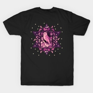 Starry Indigo Sepia Barn Owl T-Shirt